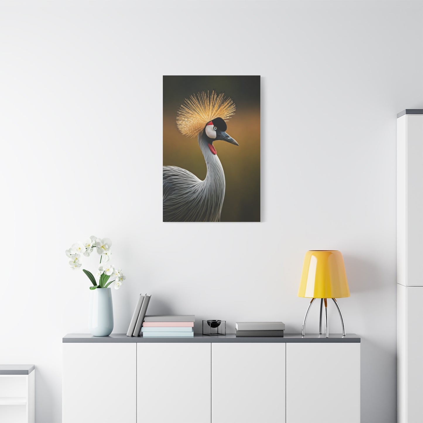 Regal Crowned Crane Portrait Wall Art & Canvas Prints