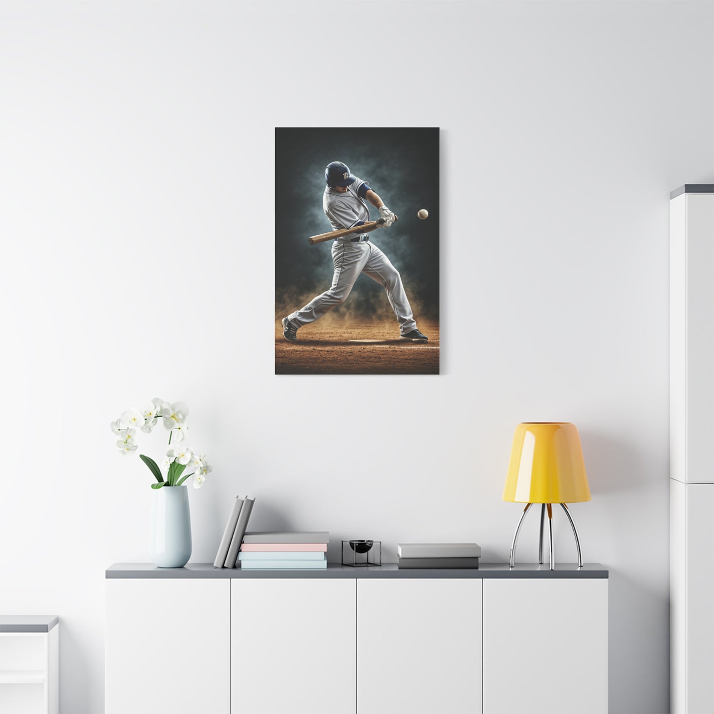 Spotlight Baseball Swing Impact Wall Art & Canvas Prints