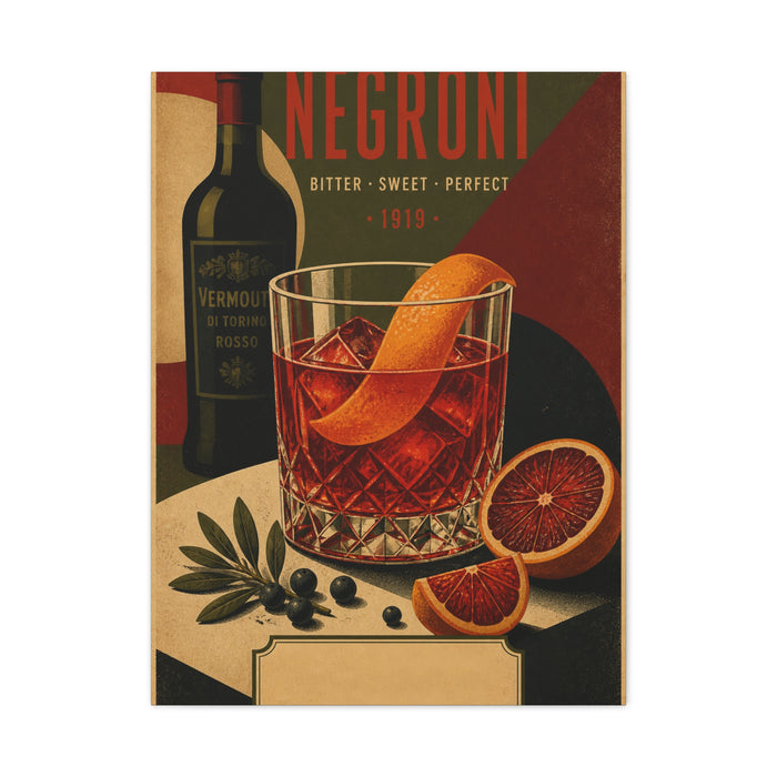 Vintage Negroni Cocktail Poster Wall Art & Canvas Print