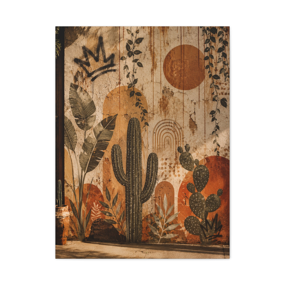 Desert Graffiti Botanical Street Wall Art & Canvas Print