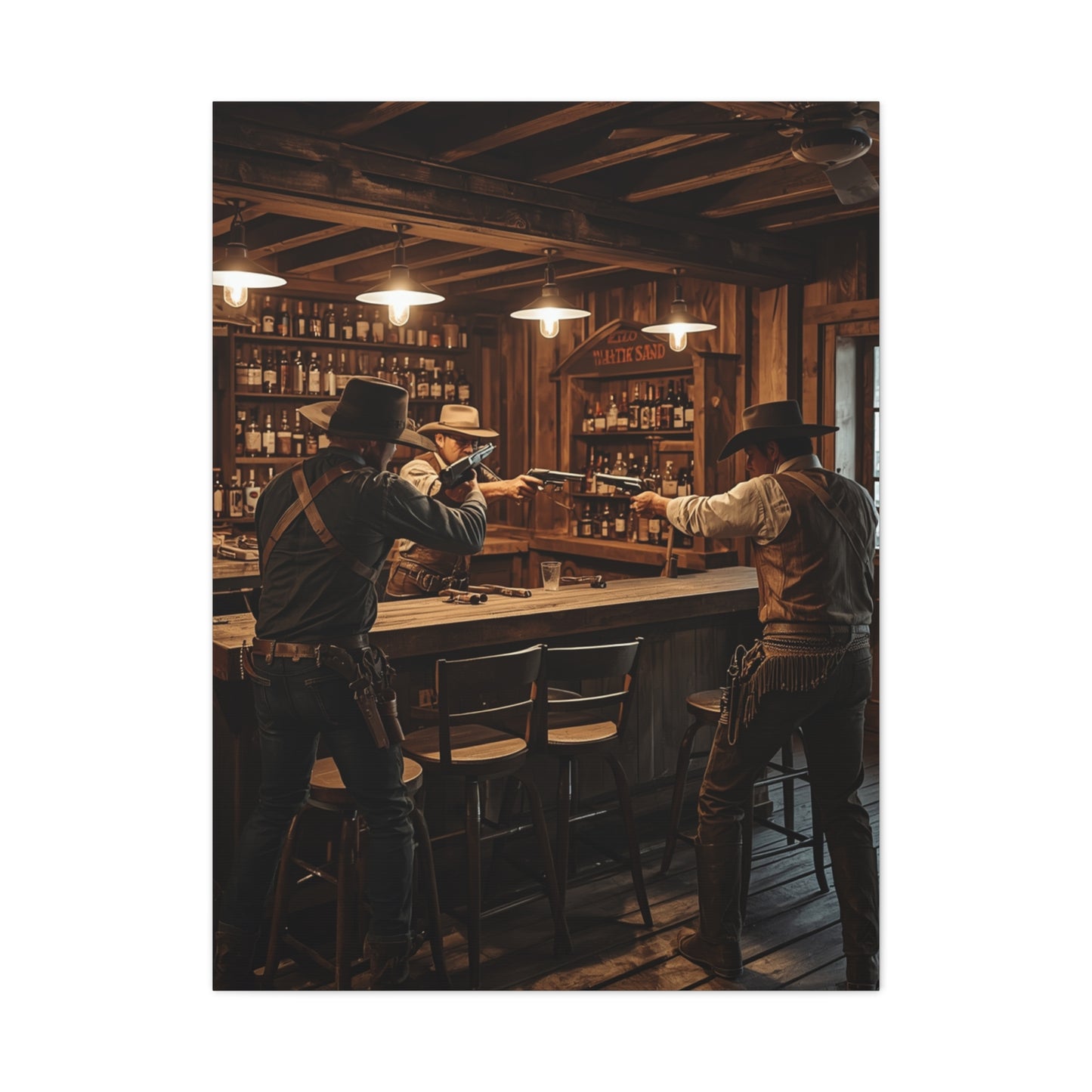 Wild West Saloon Gunfight Wall Art & Canvas Print