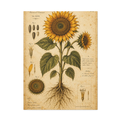 Vintage Botanical Sunflower Study Wall Art & Canvas Print