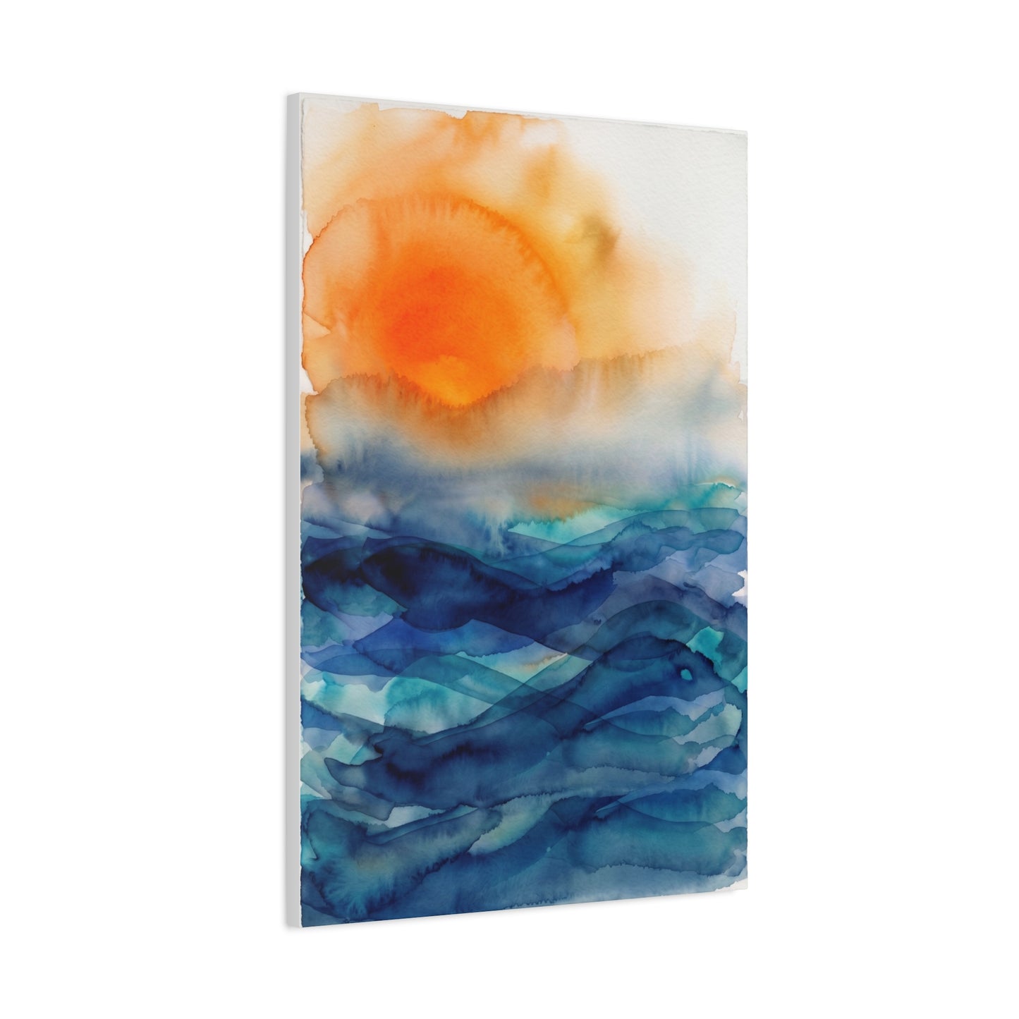 Minimal Orange Sunrise Watercolor Wall Art & Canvas Print
