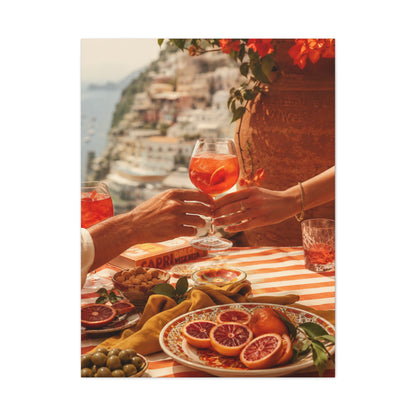 Mediterranean Aperitivo Romance Scene Wall Art & Canvas Print