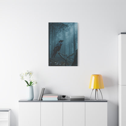 Raven in Twilight Pine Forest Wall Art & Canvas Print