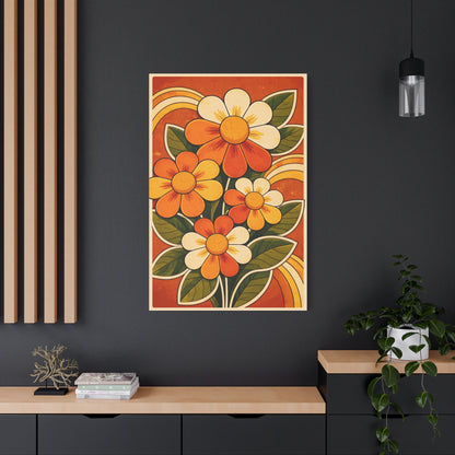 Vintage Groovy Floral Orange Composition Wall Art & Canvas Print
