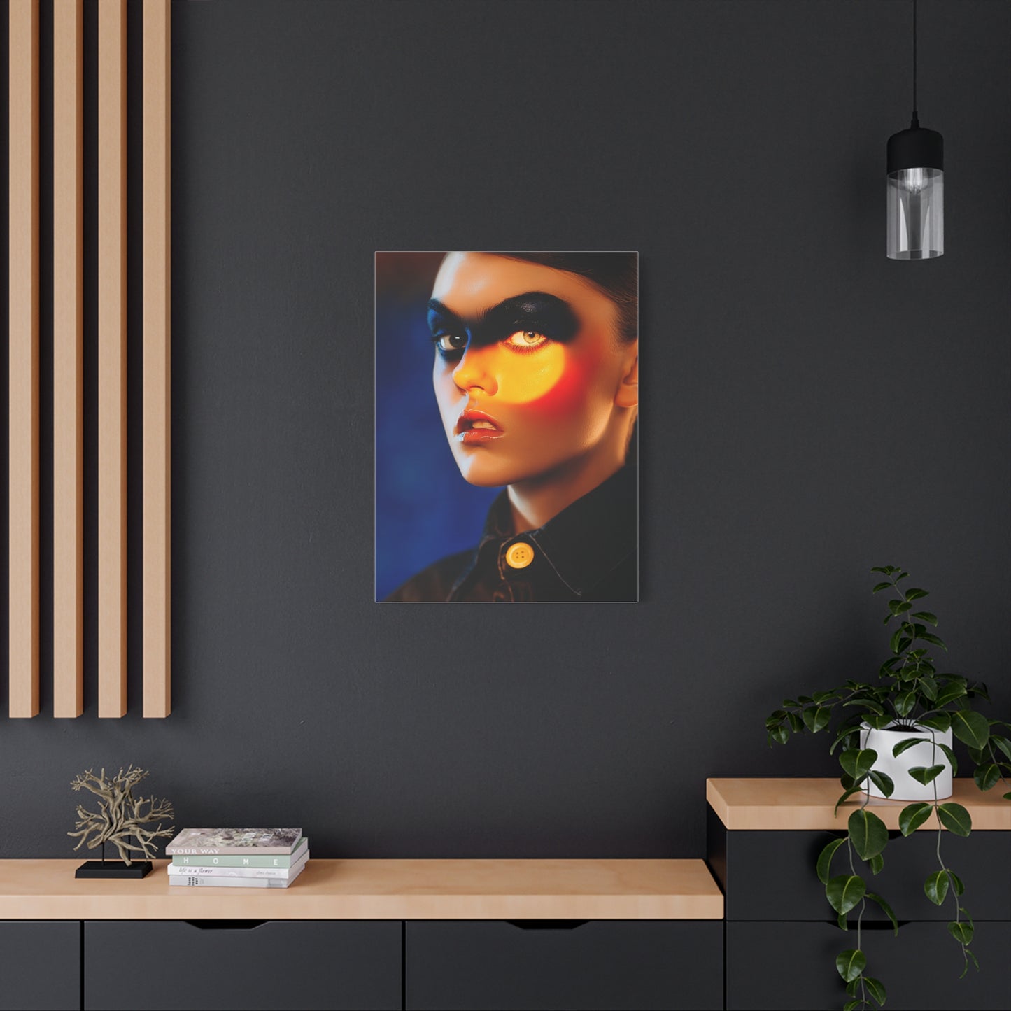 High Fashion Editorial Neon Shadow Portrait Wall Art & Canvas Print