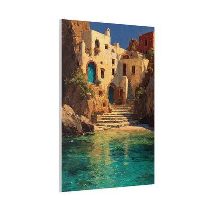 Mediterranean Coastal Village Wall Art & Canvas Print