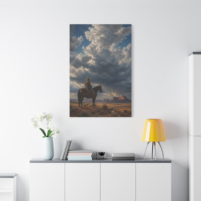 Cowboy Storm Horizon Monument Scene Wall Art & Canvas Print