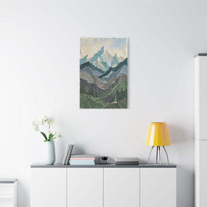Hand-Torn Paper Collage Mountain Range Wall Art & Canvas Print