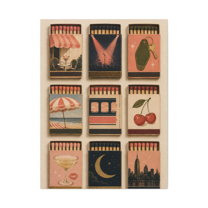 Retro Matchbox Romance Display Wall Art & Canvas Print