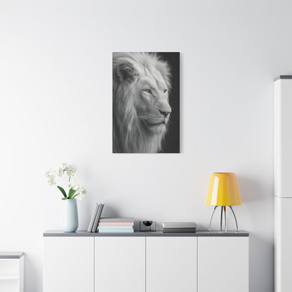 White Lion Monochrome Close Portrait Wall Art & Canvas Print
