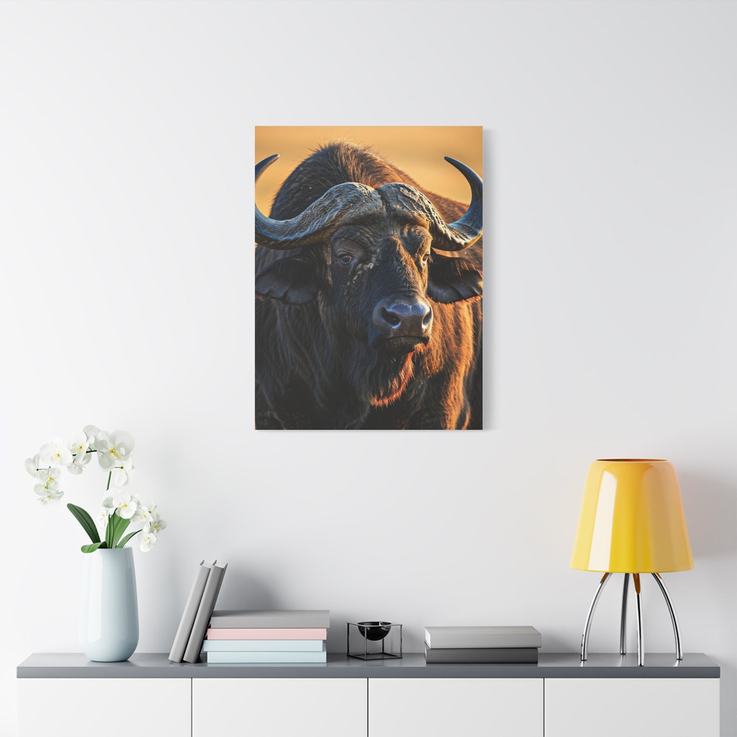 Golden Sunset Cape Buffalo Portrait Wall Art & Canvas Print