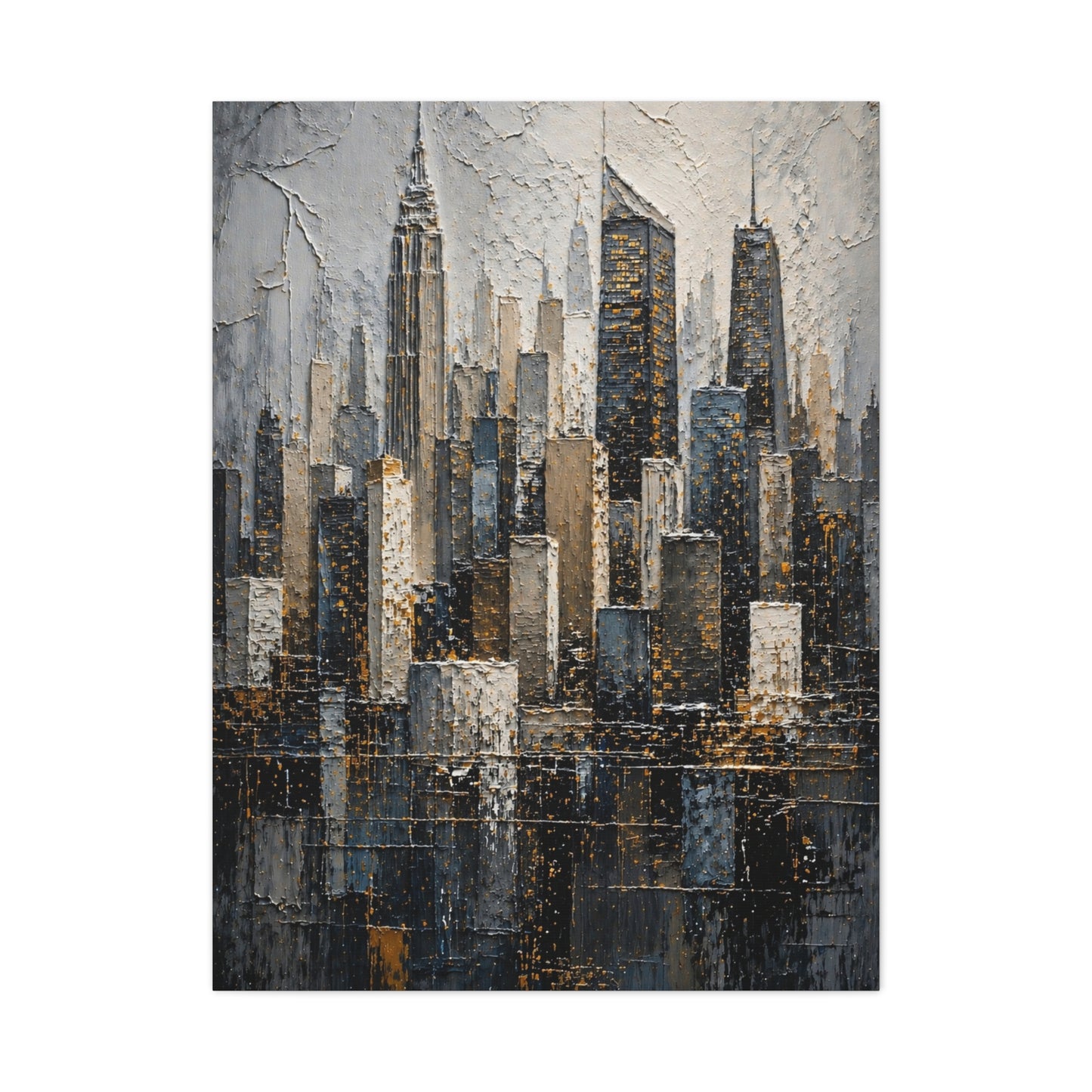 Textured City Skyline Impasto Wall Art & Canvas Print