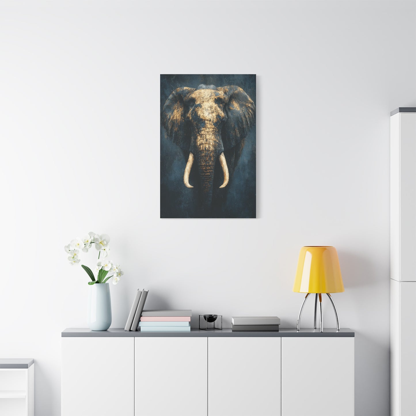 Black and Gold Regal Elephant Portrait Wall Art & Canvas Print