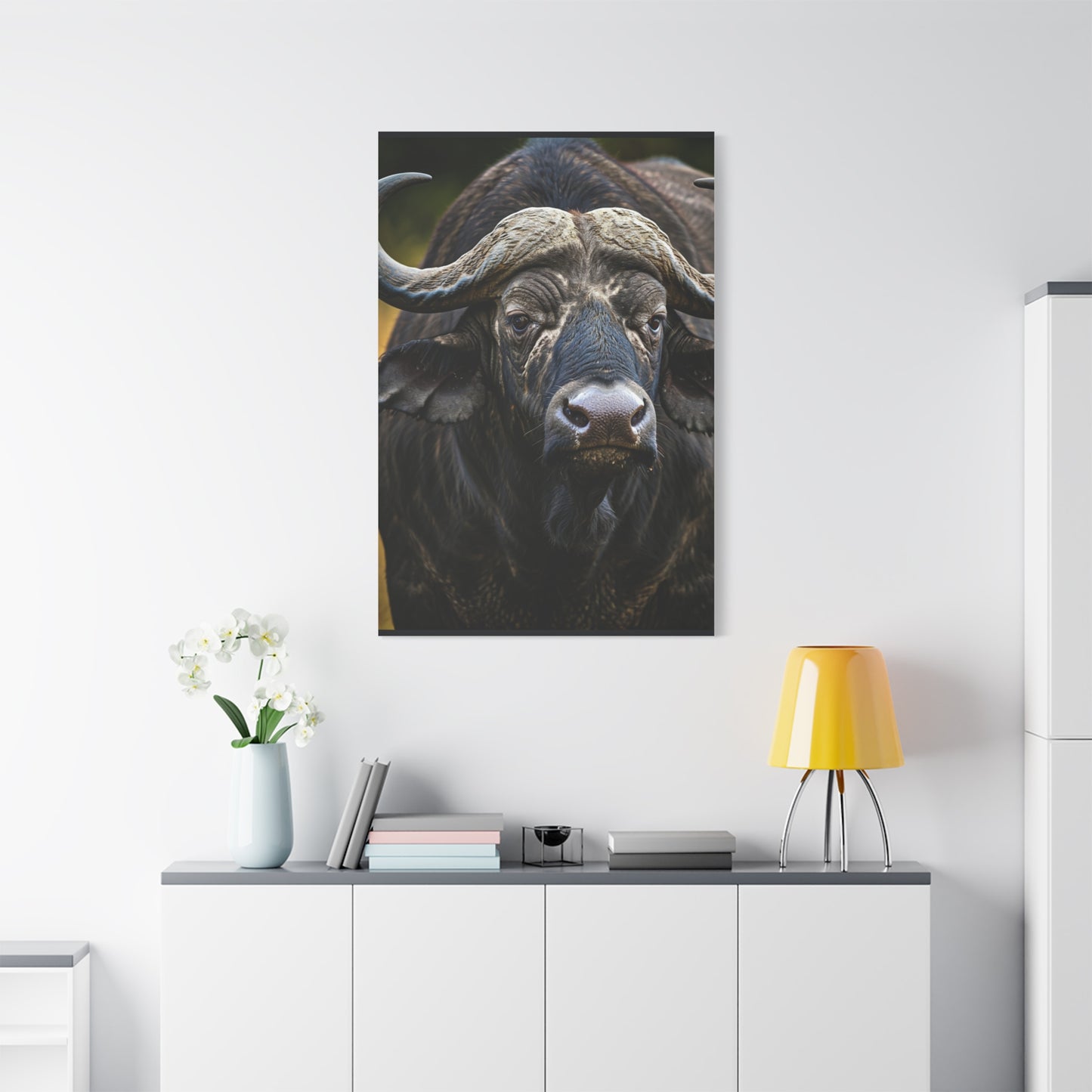 Mud-Covered Water Buffalo Close-Up Wall Art & Canvas Print
