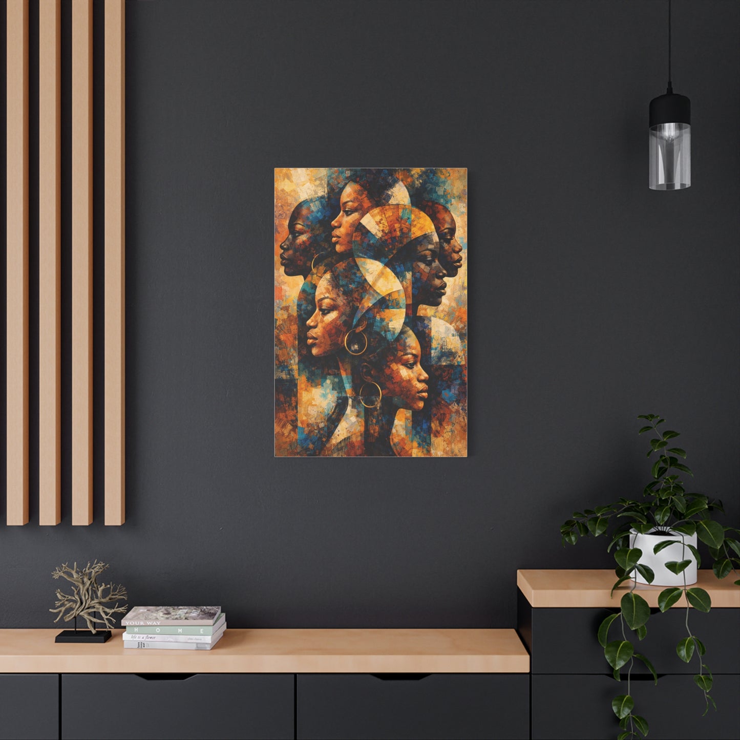 Abstract Overlapping African Profiles Wall Art & Canvas Print