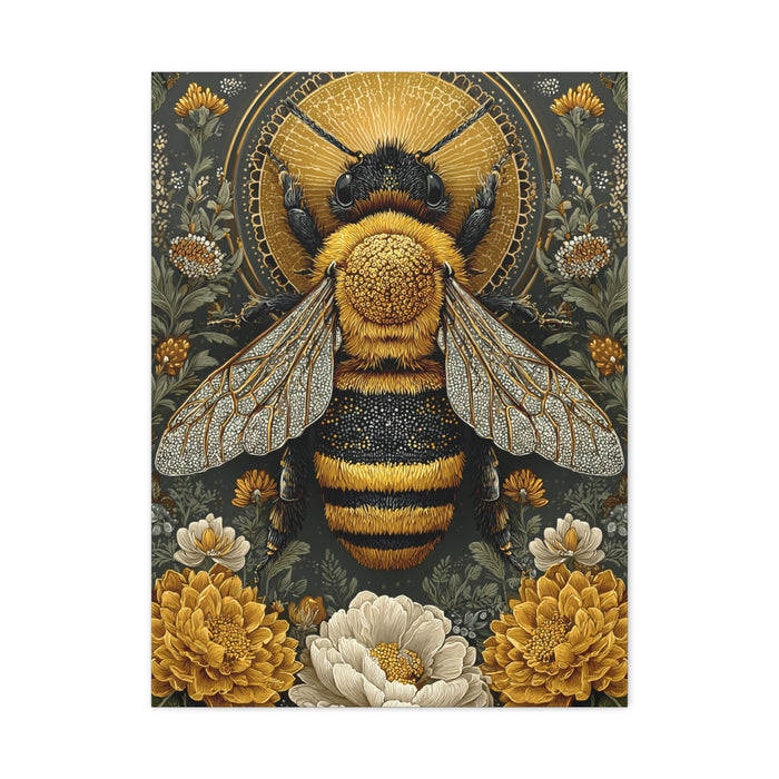Honey Bee Botanical Folk Mandala Wall Art & Canvas Print