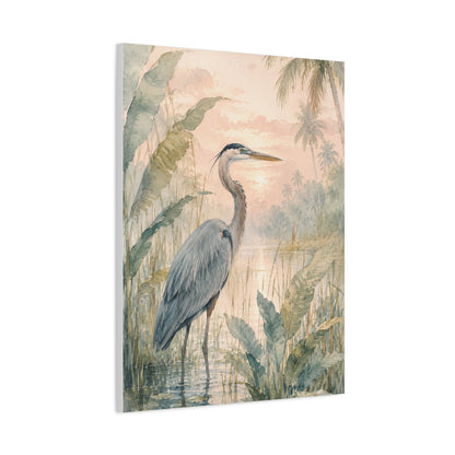 Soft Tropical Heron Marsh Landscape Tropical Wall Art & Canvas Print