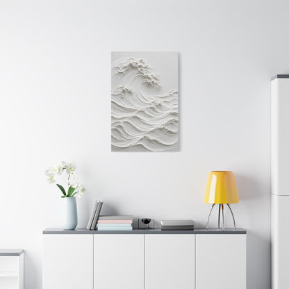 Minimal White Sculptural Wave Texture Wall Art & Canvas Print