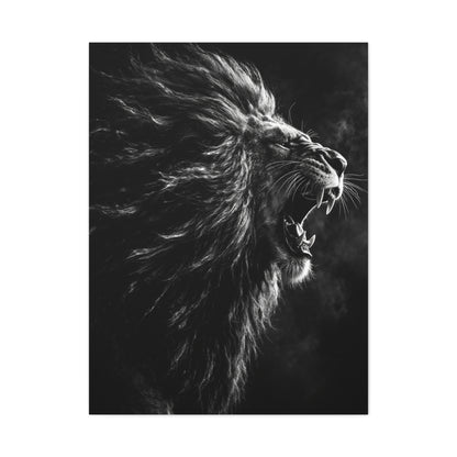 Roaring Lion Monochrome Power Wall Art & Canvas Print