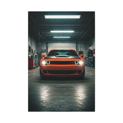 Dodge Challenger Demon Industrial Garage Presence Wall Art & Canvas Prints