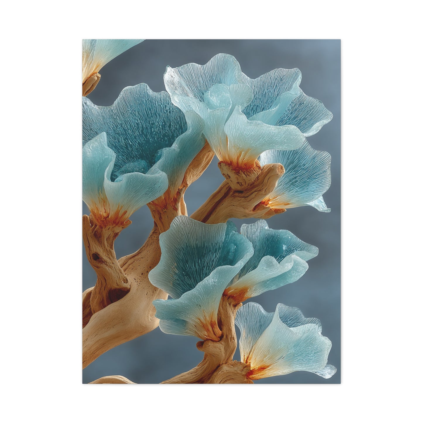 Driftwood and Sea Glass Floral Sculpture Wall Art & Canvas Print