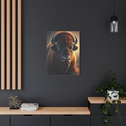 Golden Prairie Rim-Lit Bison Portrait Wall Art & Canvas Print