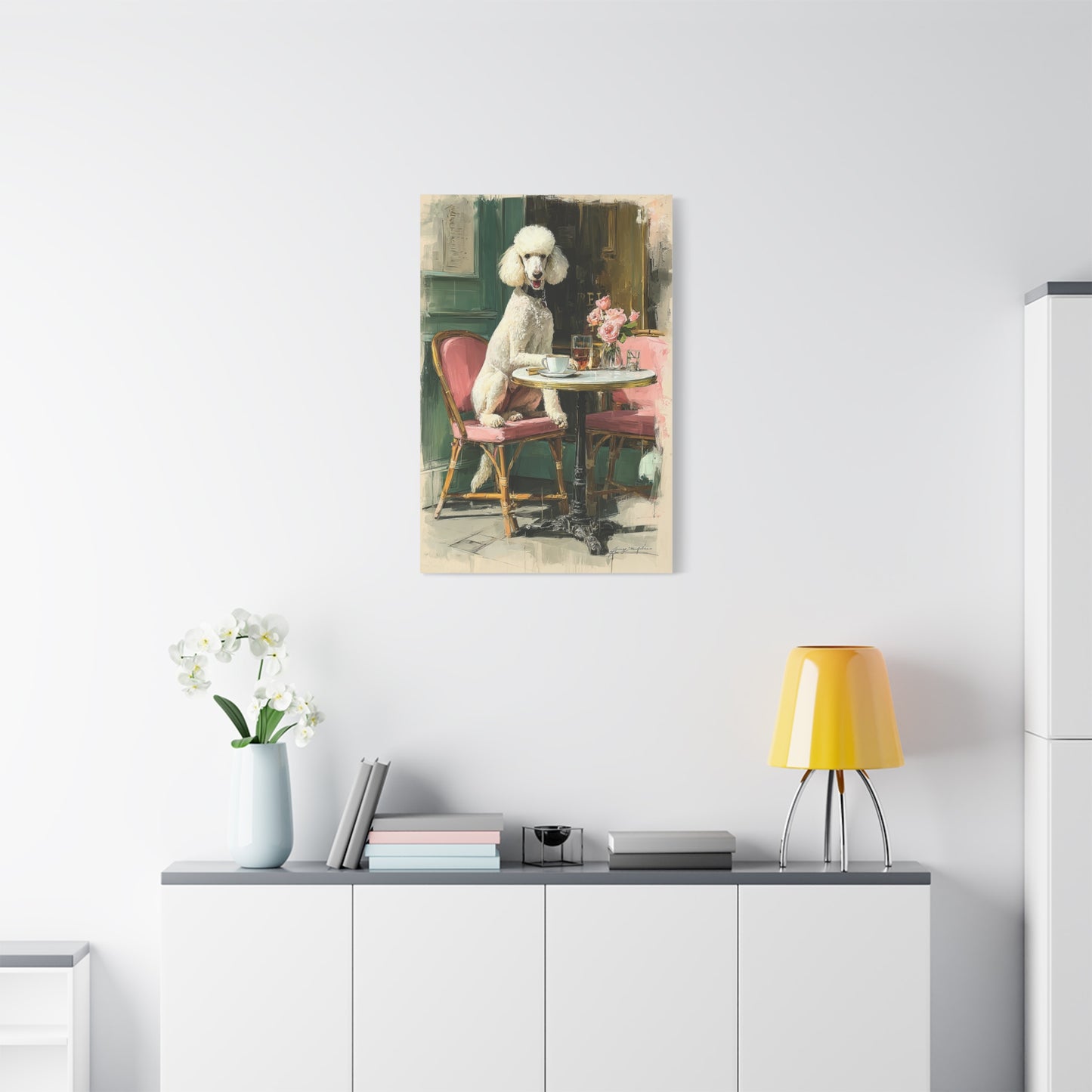 Paris Café Poodle Portrait Wall Art & Canvas Print