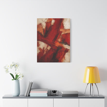 Abstract Crimson Cross Composition Wall Art & Canvas Print
