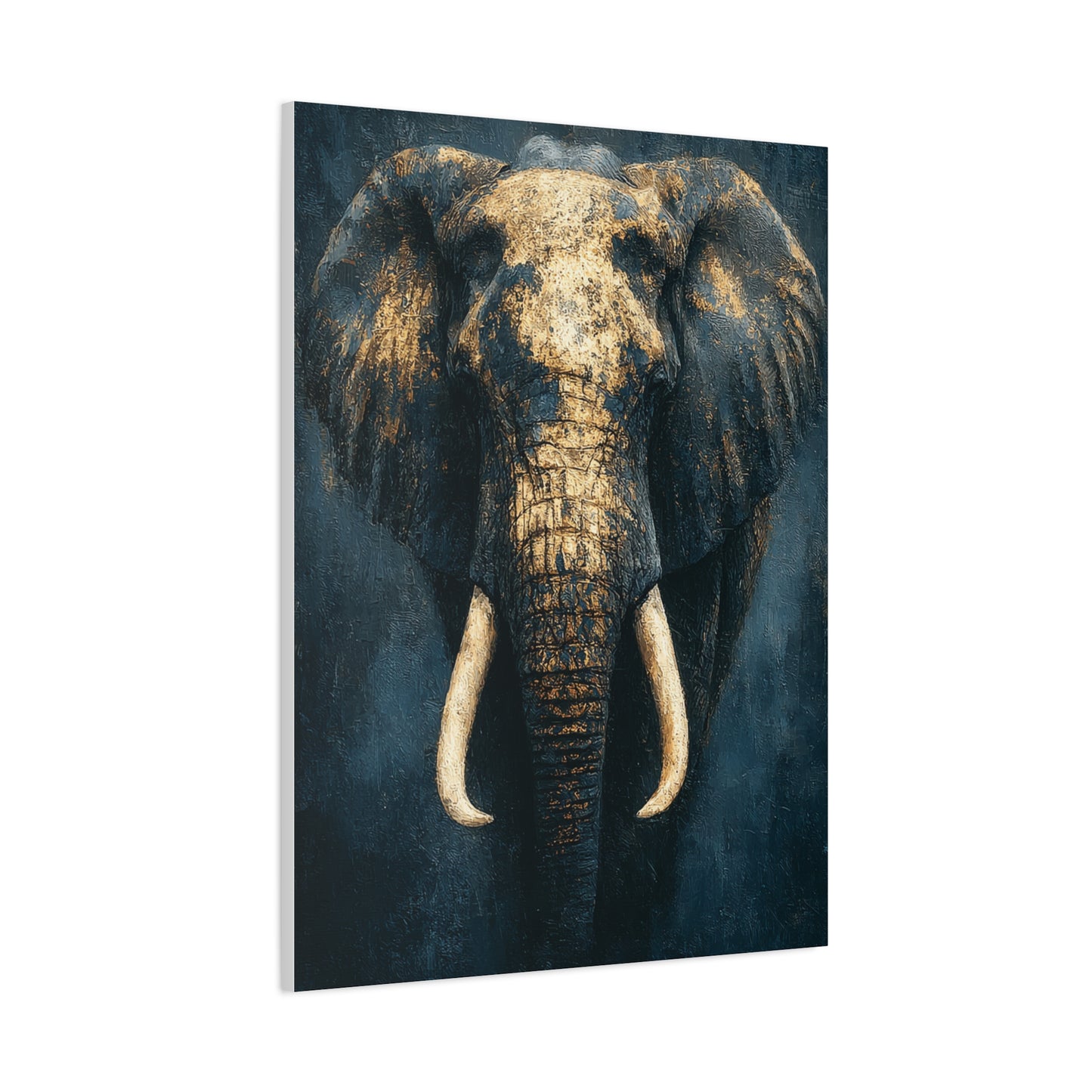 Black and Gold Regal Elephant Portrait Wall Art & Canvas Print
