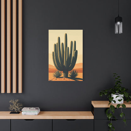 Golden Desert Saguaro Illustration Wall Art & Canvas Prints