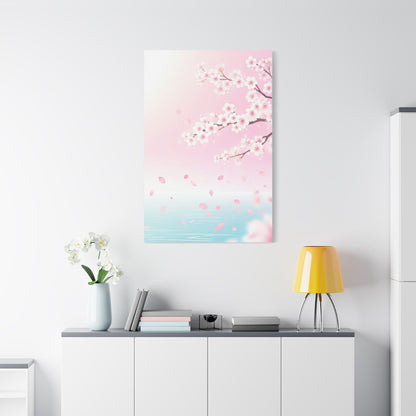 Minimal Sakura Petals Over Calm Water Wall Art & Canvas Prints