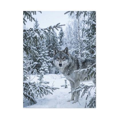 Winter Forest Wolf Natural Encounter Scene Wall Art & Canvas Print