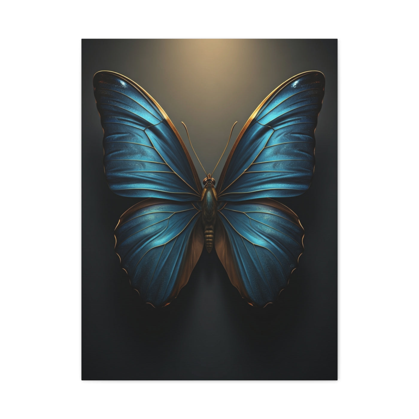 Midnight Blue Butterfly Symmetry Portrait Wall Art & Canvas Prints