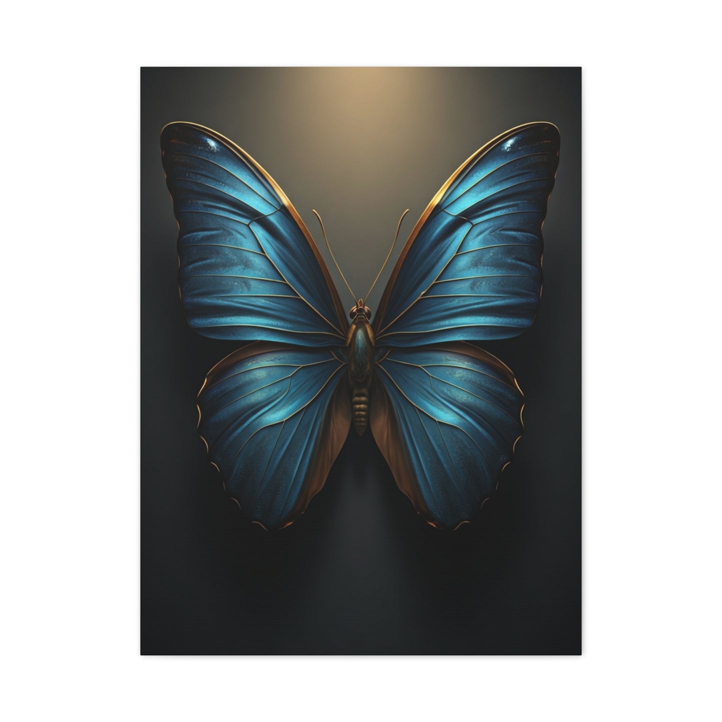 Midnight Blue Butterfly Symmetry Portrait Wall Art & Canvas Prints
