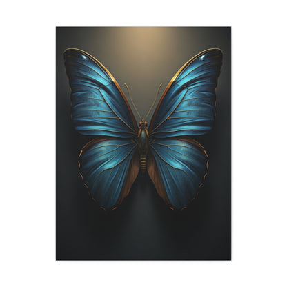 Midnight Blue Butterfly Symmetry Portrait Wall Art & Canvas Prints