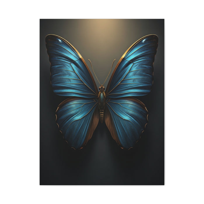 Midnight Blue Butterfly Symmetry Portrait Wall Art & Canvas Prints