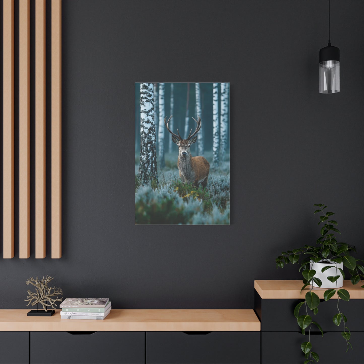 Scandinavian Woodland Stag Portrait Wall Art & Canvas Print