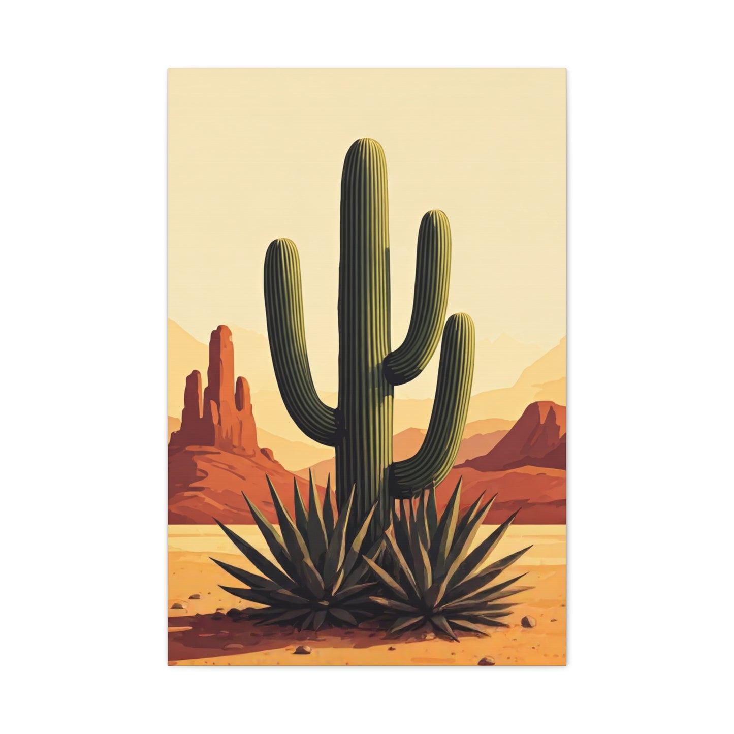 Red Mesa Desert Cactus Landscape Wall Art & Canvas Prints
