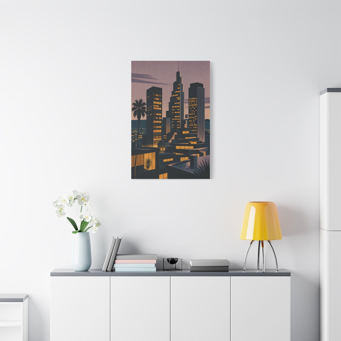Retro Modern Skyline Dusk Wall Art & Canvas Print