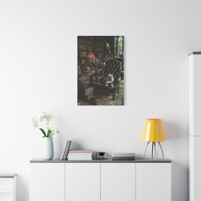 English Bulldog Gentleman’s Library Wall Art & Canvas Print