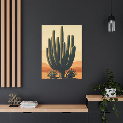 Golden Desert Saguaro Illustration Wall Art & Canvas Prints