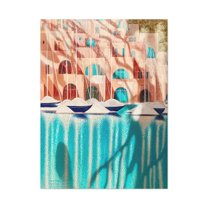 Modern Cubist Harbor Painting Wall Art & Canvas Print