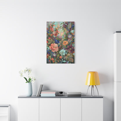 Enchanted Floral Garden & Fireflies Wall Art & Canvas Print