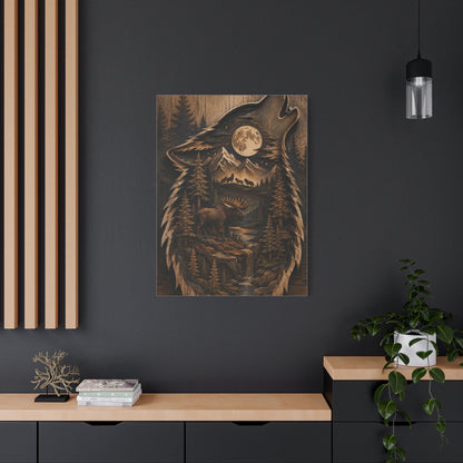 Forest Silhouette Wolf Storyscape Wood Panel Wall Art & Canvas Print