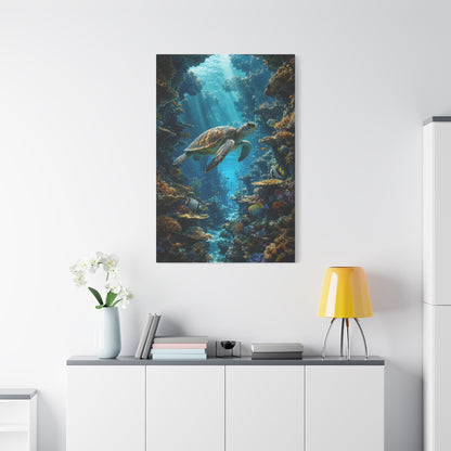 Deep Reef Canyon Turtle Journey Tropical Wall Art & Canvas Print