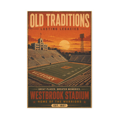 Westbrook Stadium Vintage Legacy Sports Wall Art & Canvas Print