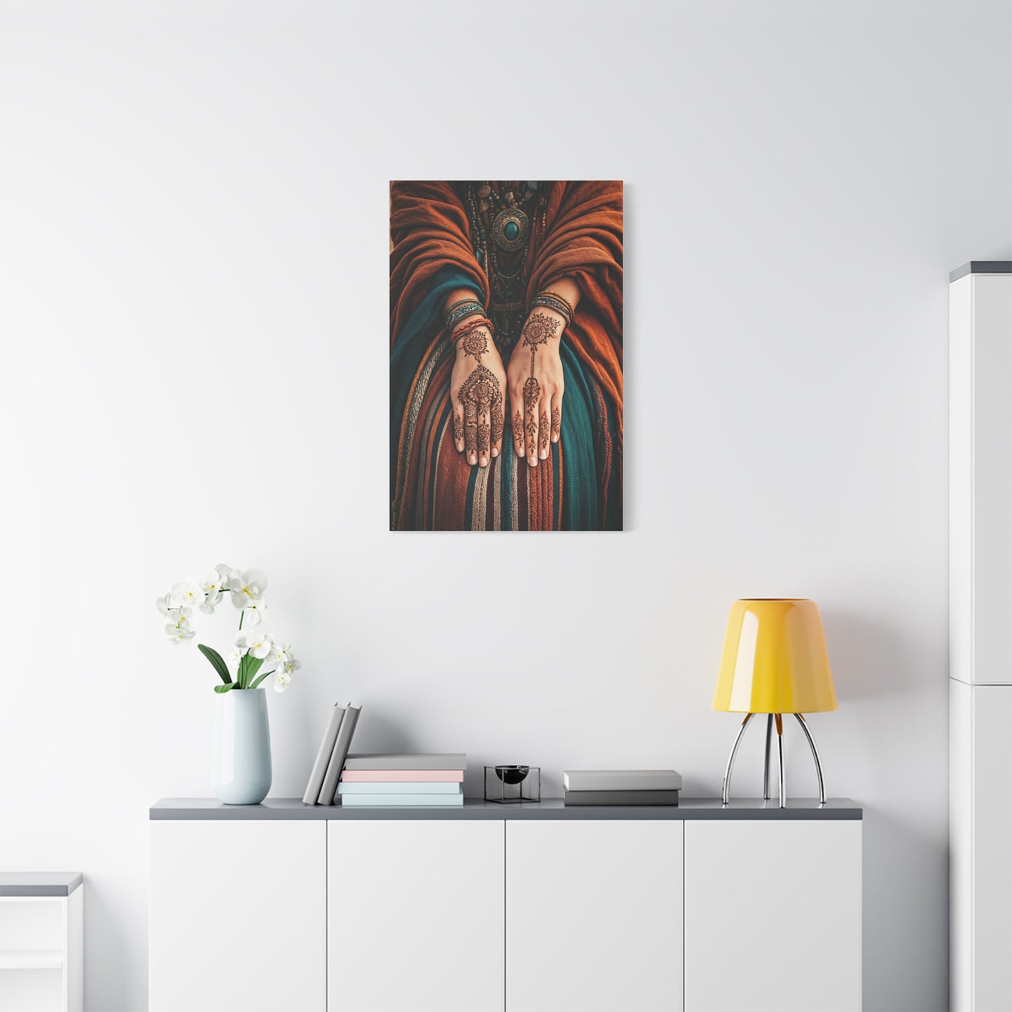 Henna Adorned Hands Bohemian Ritual Wall Art & Canvas Prints