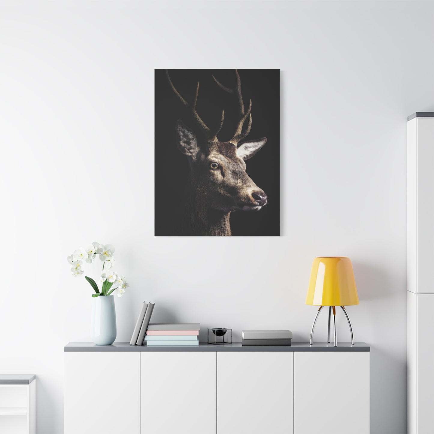 Shadowed Stag Minimal Portrait Wall Art & Canvas Print